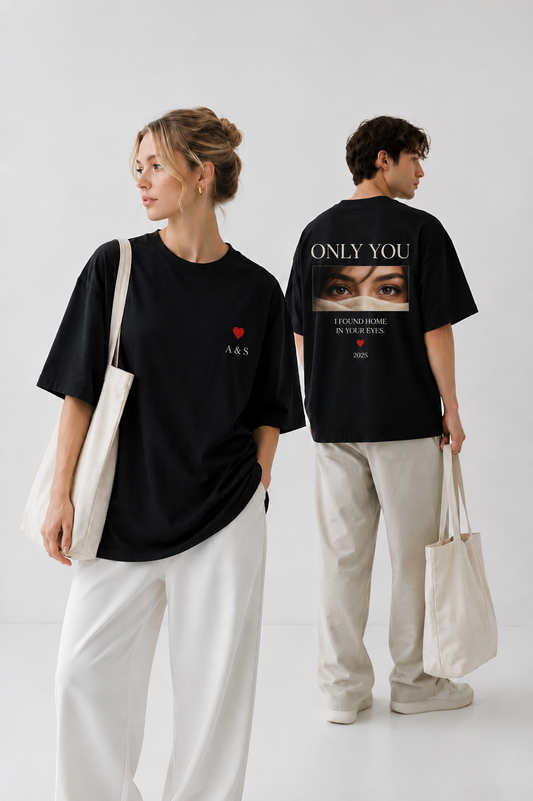 Custom Couple Graphic Oversized T-Shirt – Only You Edition